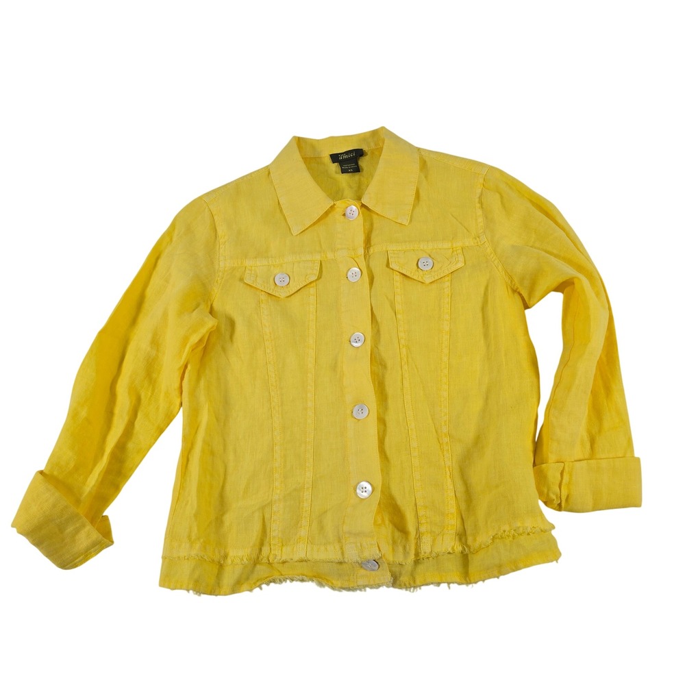 Pure Amici‎ Yellow 100% Linen Button Up Jacket Raw Hem XS